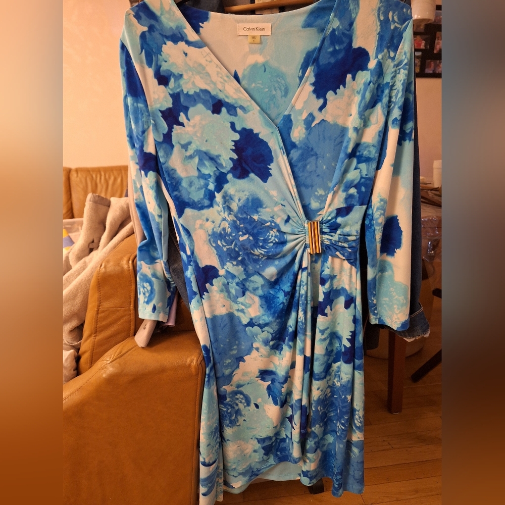 Calvin Klein blue flowery dress